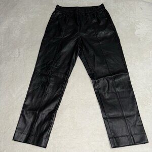 Ann Taylor Womens Black Vegan Leather Pants Medium Pull On